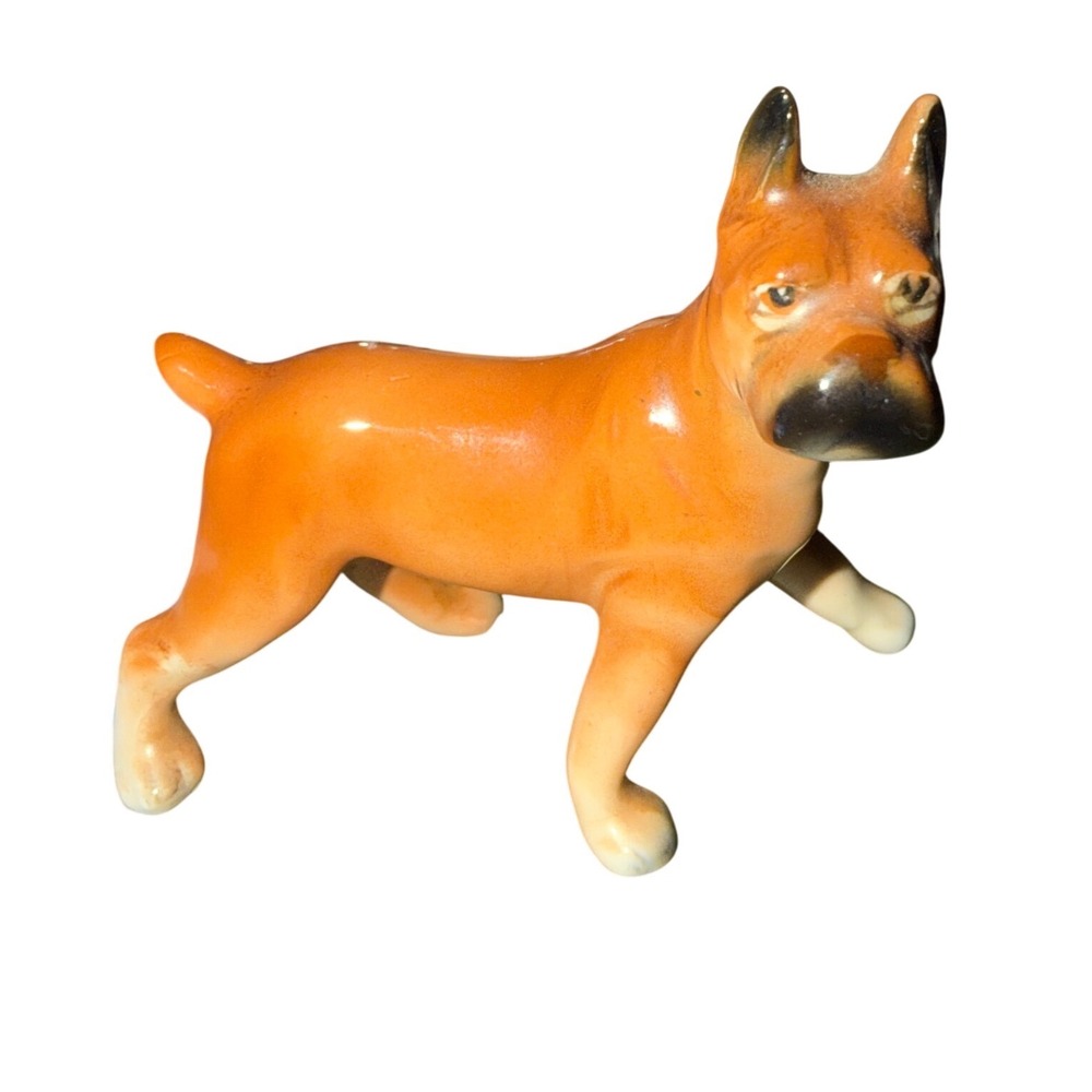 Relco Boxer Dog Figurine Vintage Japan Ceramic‎ Tan Brown Excellent Small